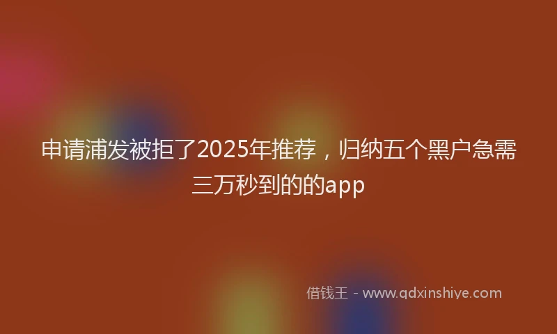 申请浦发被拒了2025年推荐，归纳五个黑户急需三万秒到的的app