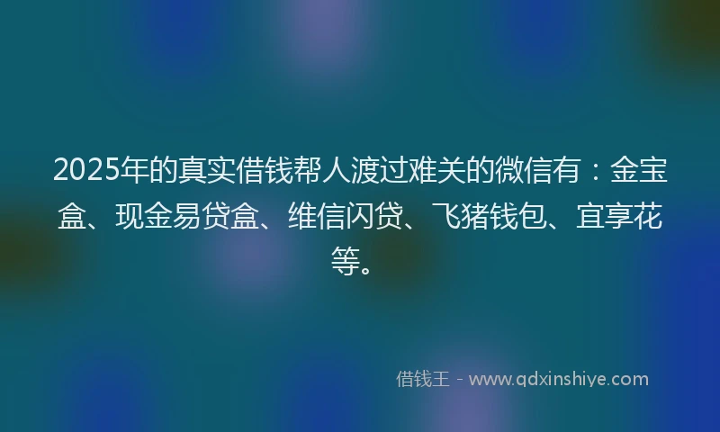 2025年的真实借钱帮人渡过难关的微信有：金宝盒、现金易贷盒、维信闪贷、飞猪钱包、宜享花等。