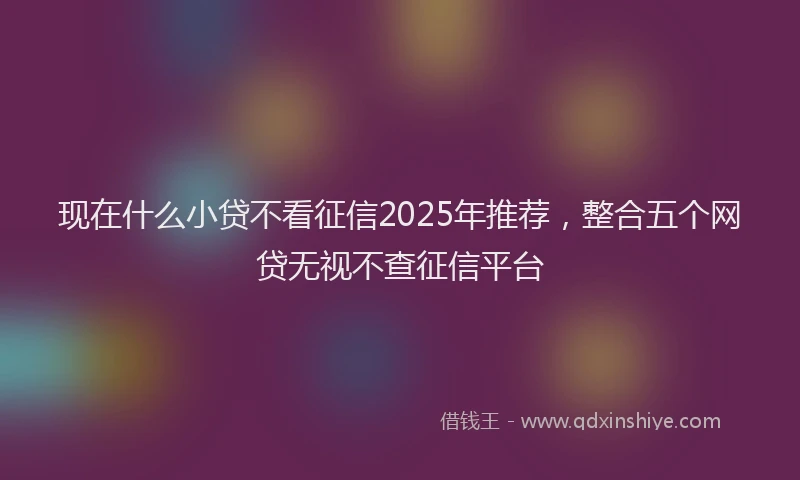 现在什么小贷不看征信2025年推荐，整合五个网贷无视不查征信平台