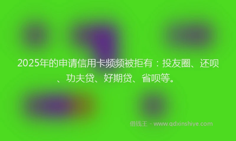 2025年的申请信用卡频频被拒有：投友圈、还呗、功夫贷、好期贷、省呗等。
