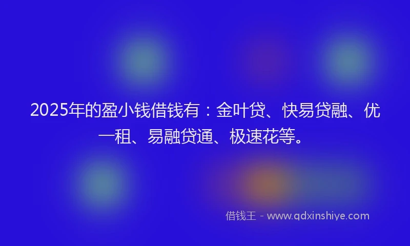 2025年的盈小钱借钱有：金叶贷、快易贷融、优一租、易融贷通、极速花等。