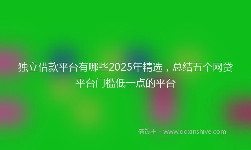 独立借款平台有哪些2025年精选，总结五个网贷平台门槛低一点的平台