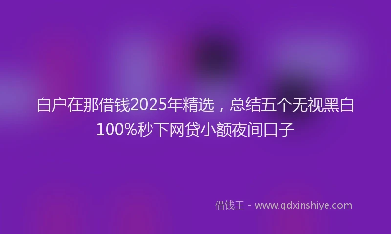 白户在那借钱2025年精选，总结五个无视黑白100%秒下网贷小额夜间口子
