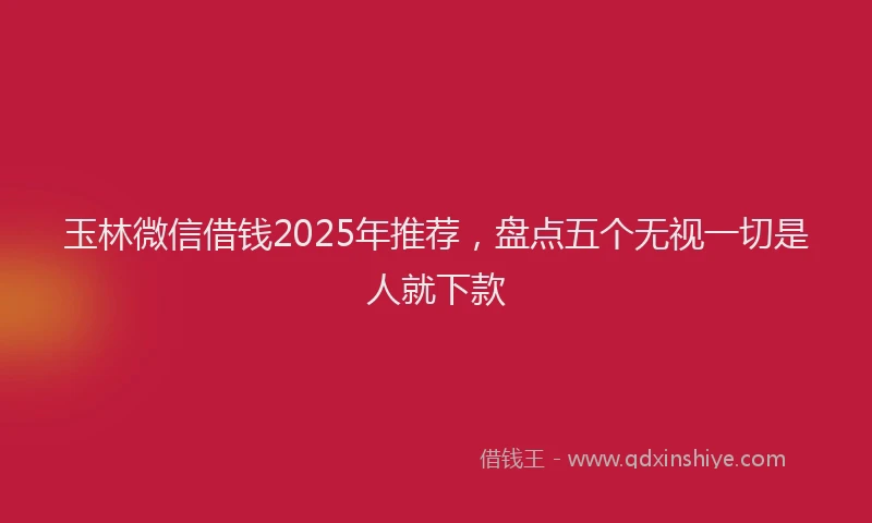 玉林微信借钱2025年推荐，盘点五个无视一切是人就下款