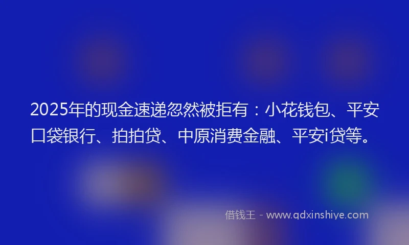 2025年的现金速递忽然被拒有：小花钱包、平安口袋银行、拍拍贷、中原消费金融、平安i贷等。