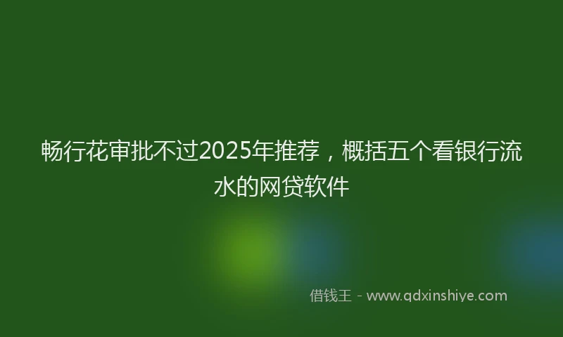畅行花审批不过2025年推荐，概括五个看银行流水的网贷软件
