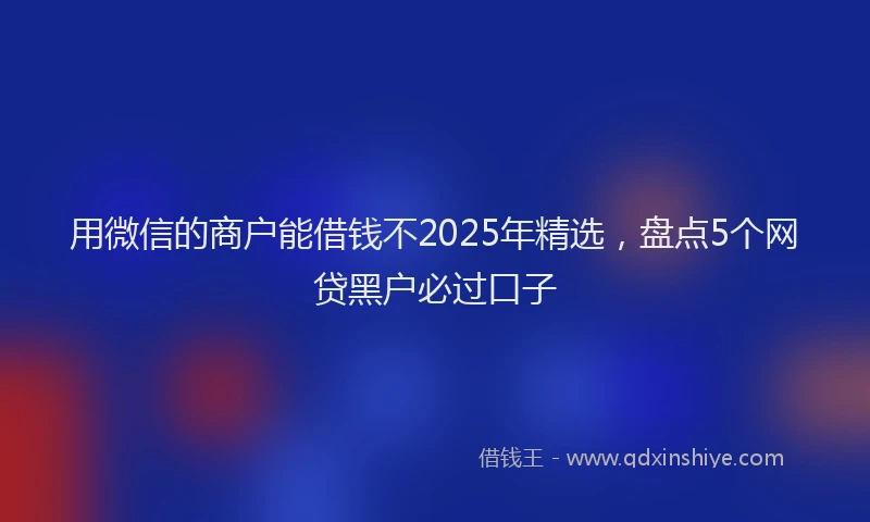 用微信的商户能借钱不2025年精选，盘点5个网贷黑户必过口子