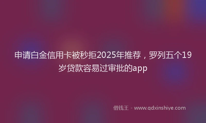申请白金信用卡被秒拒2025年推荐，罗列五个19岁贷款容易过审批的app