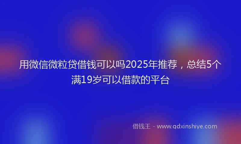 用微信微粒贷借钱可以吗2025年推荐，总结5个满19岁可以借款的平台