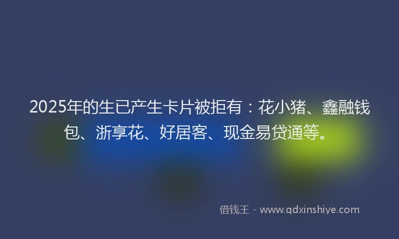 2025年的生已产生卡片被拒有：花小猪、鑫融钱包、浙享花、好居客、现金易贷通等。