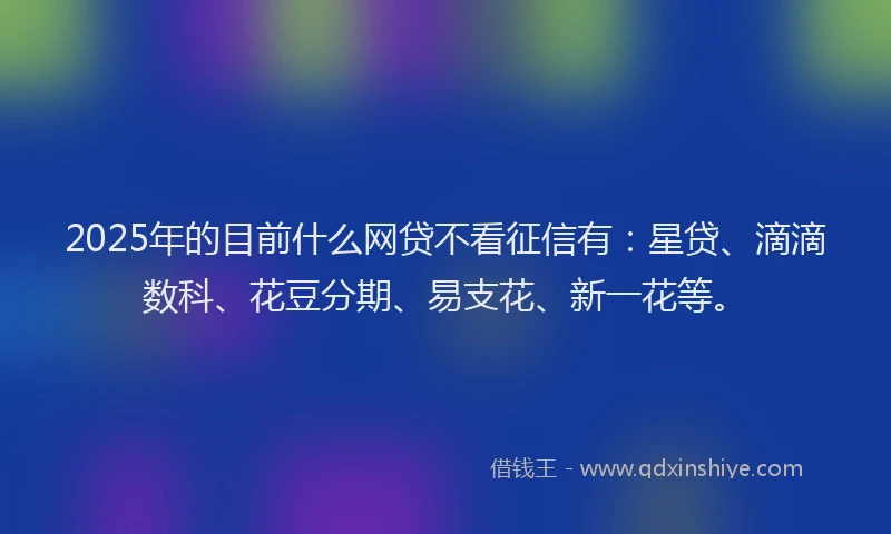 2025年的目前什么网贷不看征信有：星贷、滴滴数科、花豆分期、易支花、新一花等。