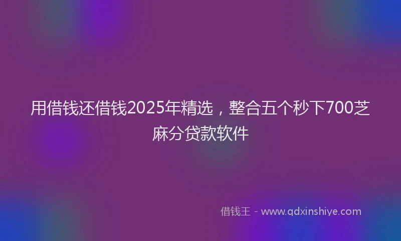 用借钱还借钱2025年精选，整合五个秒下700芝麻分贷款软件
