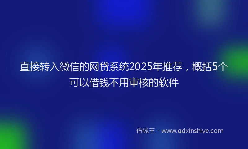 直接转入微信的网贷系统2025年推荐，概括5个可以借钱不用审核的软件