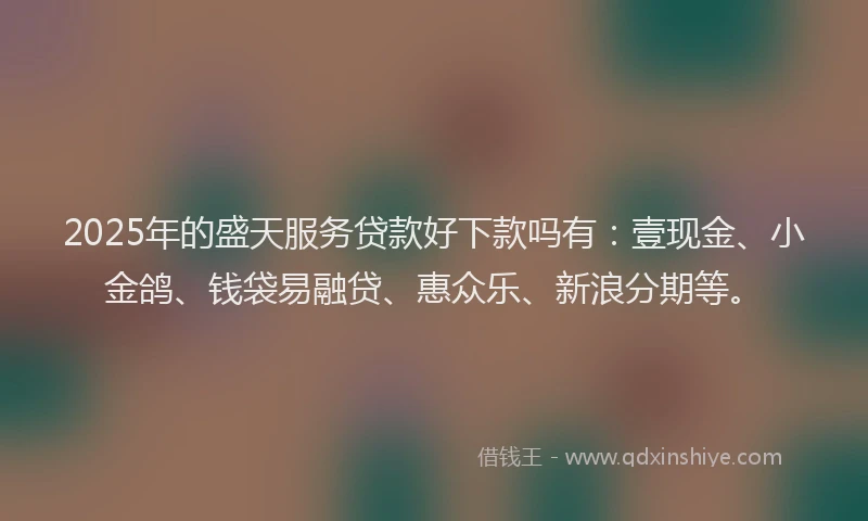 2025年的盛天服务贷款好下款吗有：壹现金、小金鸽、钱袋易融贷、惠众乐、新浪分期等。