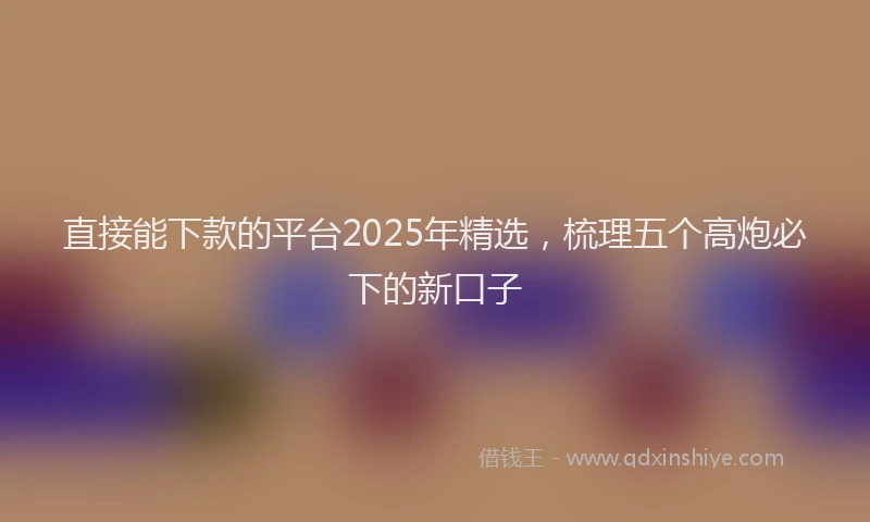 直接能下款的平台2025年精选，梳理五个高炮必下的新口子
