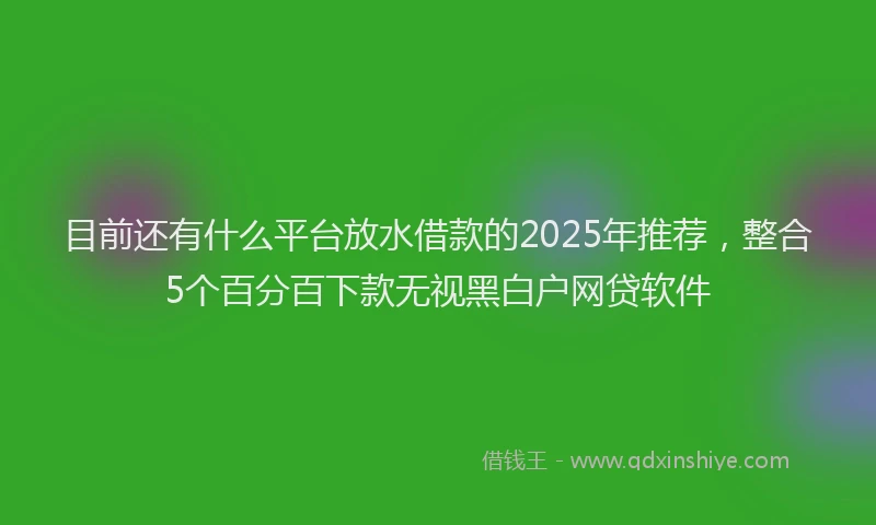 目前还有什么平台放水借款的2025年推荐，整合5个百分百下款无视黑白户网贷软件