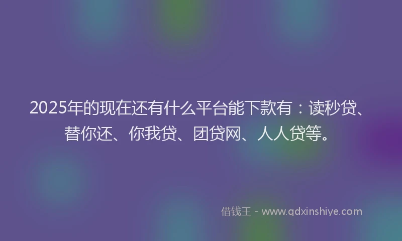 2025年的现在还有什么平台能下款有：读秒贷、替你还、你我贷、团贷网、人人贷等。
