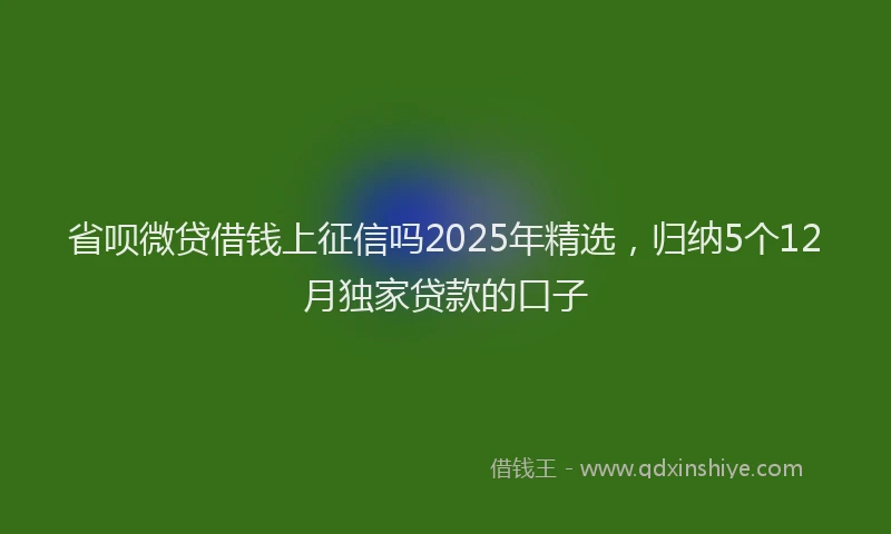 省呗微贷借钱上征信吗2025年精选，归纳5个12月独家贷款的口子