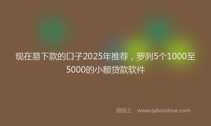 现在易下款的口子2025年推荐，罗列5个1000至5000的小额贷款软件