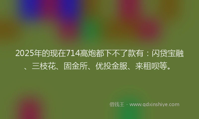 2025年的现在714高炮都下不了款有：闪贷宝融、三枝花、固金所、优投金服、来租呗等。