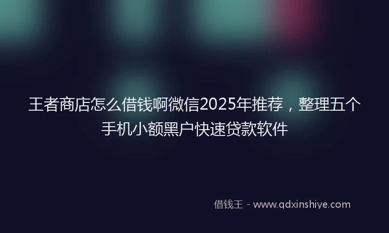 王者商店怎么借钱啊微信2025年推荐，整理五个手机小额黑户快速贷款软件