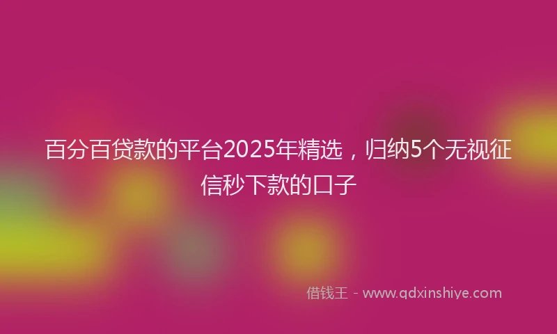 百分百贷款的平台2025年精选，归纳5个无视征信秒下款的口子