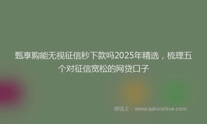甄享购能无视征信秒下款吗2025年精选，梳理五个对征信宽松的网贷口子