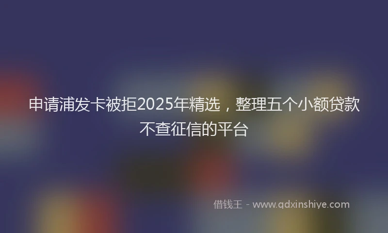 申请浦发卡被拒2025年精选，整理五个小额贷款不查征信的平台