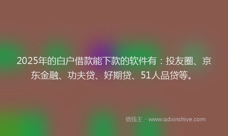 2025年的白户借款能下款的软件有：投友圈、京东金融、功夫贷、好期贷、51人品贷等。
