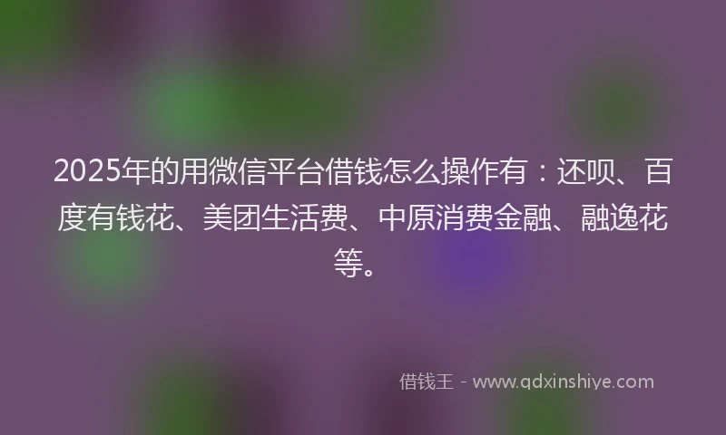 2025年的用微信平台借钱怎么操作有：还呗、百度有钱花、美团生活费、中原消费金融、融逸花等。