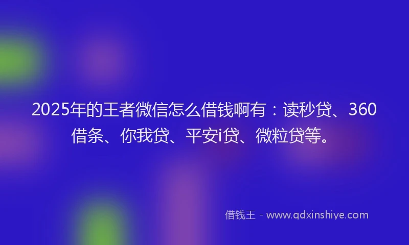 2025年的王者微信怎么借钱啊有：读秒贷、360借条、你我贷、平安i贷、微粒贷等。