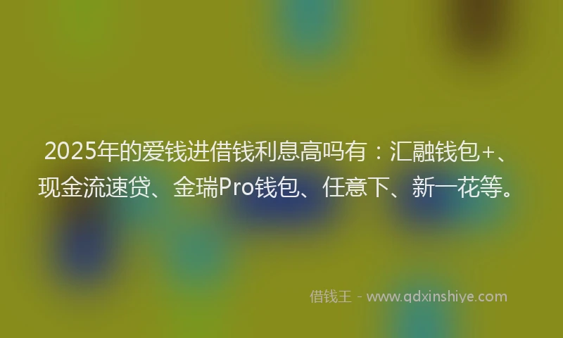 2025年的爱钱进借钱利息高吗有：汇融钱包+、现金流速贷、金瑞Pro钱包、任意下、新一花等。