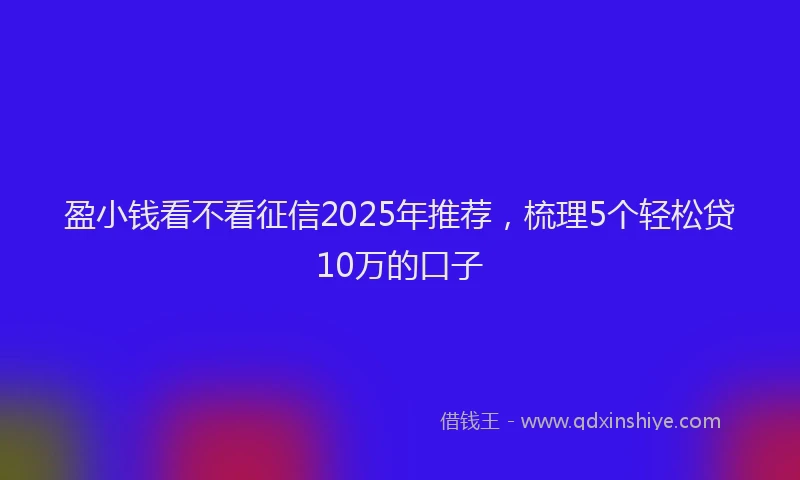 盈小钱看不看征信2025年推荐，梳理5个轻松贷10万的口子