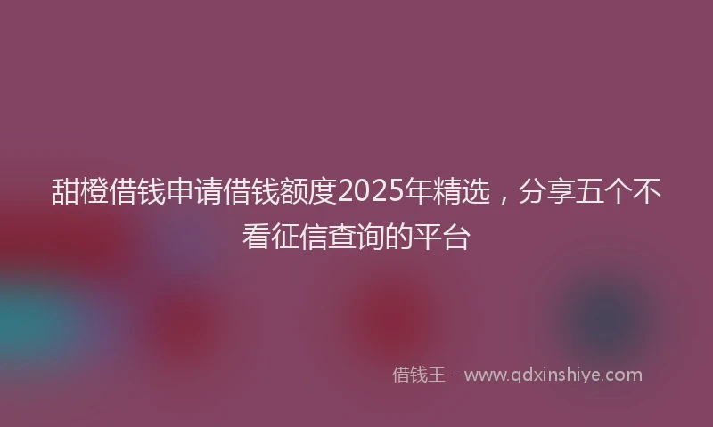 甜橙借钱申请借钱额度2025年精选，分享五个不看征信查询的平台