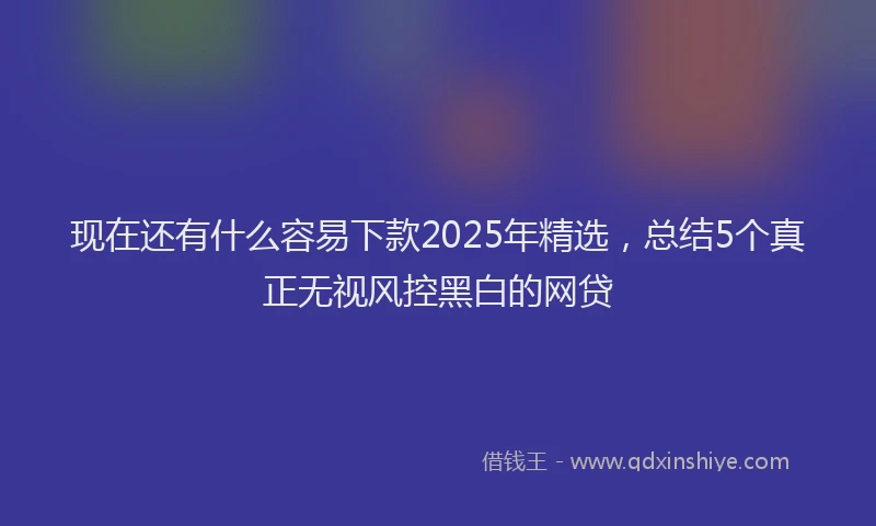 现在还有什么容易下款2025年精选，总结5个真正无视风控黑白的网贷
