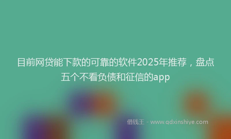 目前网贷能下款的可靠的软件2025年推荐，盘点五个不看负债和征信的app