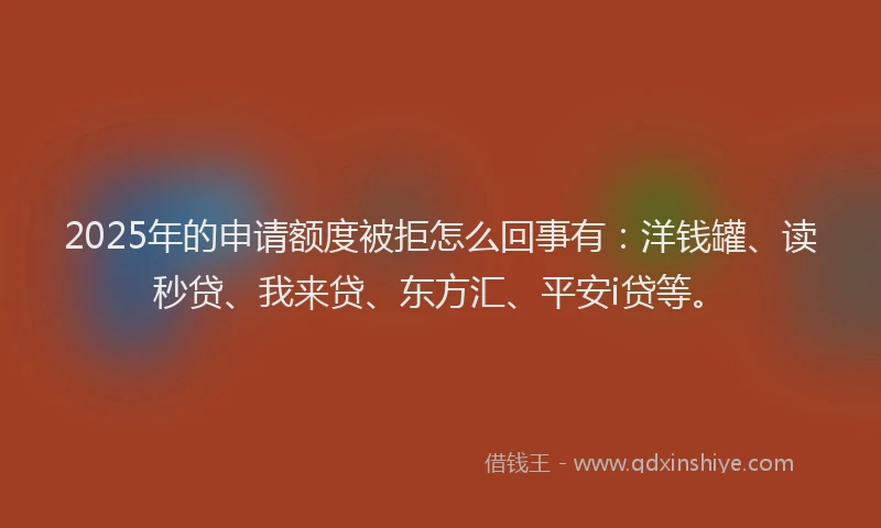 2025年的申请额度被拒怎么回事有：洋钱罐、读秒贷、我来贷、东方汇、平安i贷等。