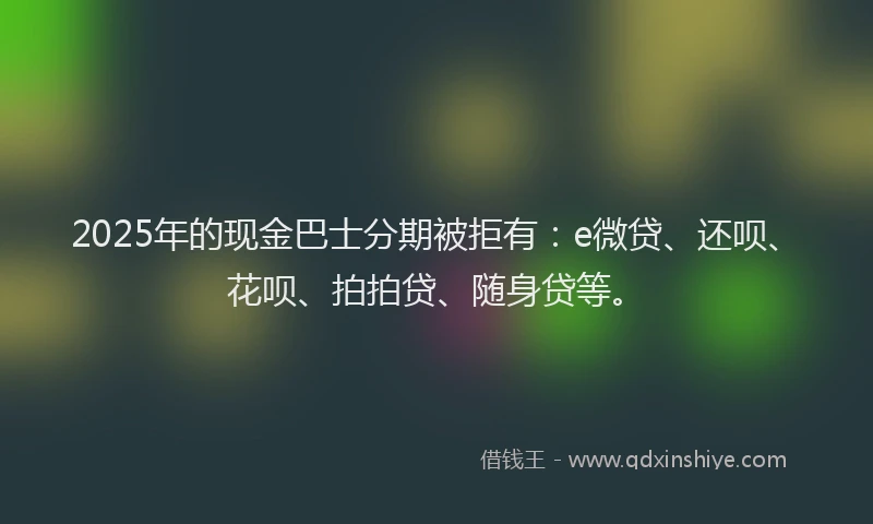 2025年的现金巴士分期被拒有：e微贷、还呗、花呗、拍拍贷、随身贷等。