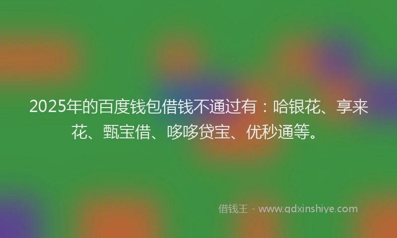 2025年的百度钱包借钱不通过有：哈银花、享来花、甄宝借、哆哆贷宝、优秒通等。