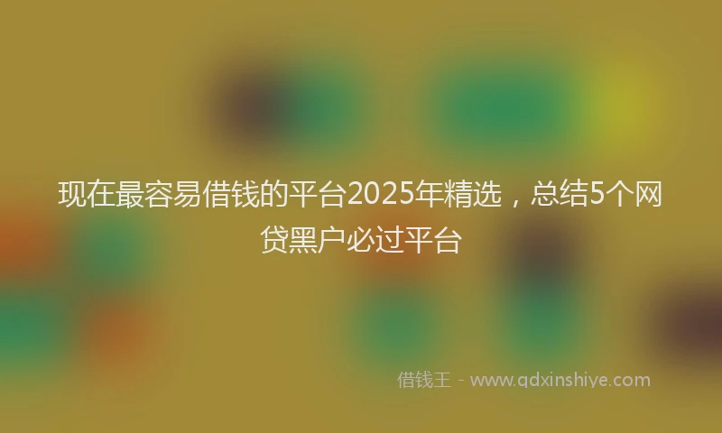 现在最容易借钱的平台2025年精选，总结5个网贷黑户必过平台