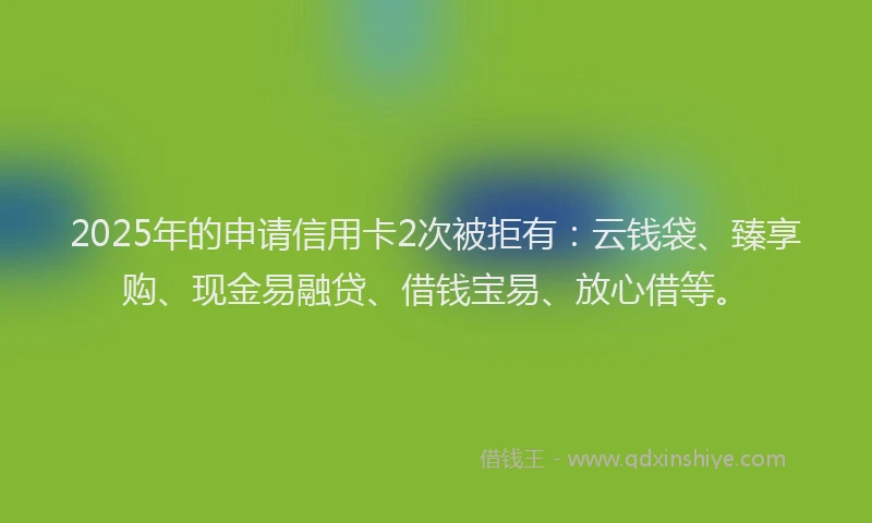 2025年的申请信用卡2次被拒有：云钱袋、臻享购、现金易融贷、借钱宝易、放心借等。