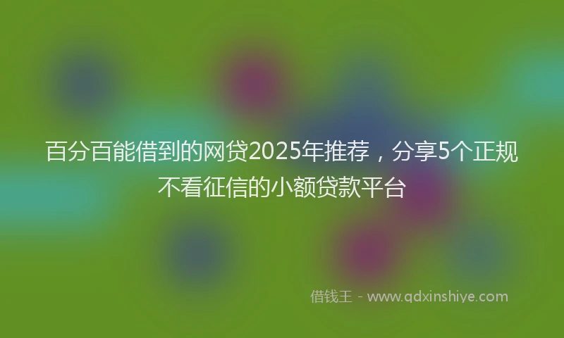 百分百能借到的网贷2025年推荐，分享5个正规不看征信的小额贷款平台