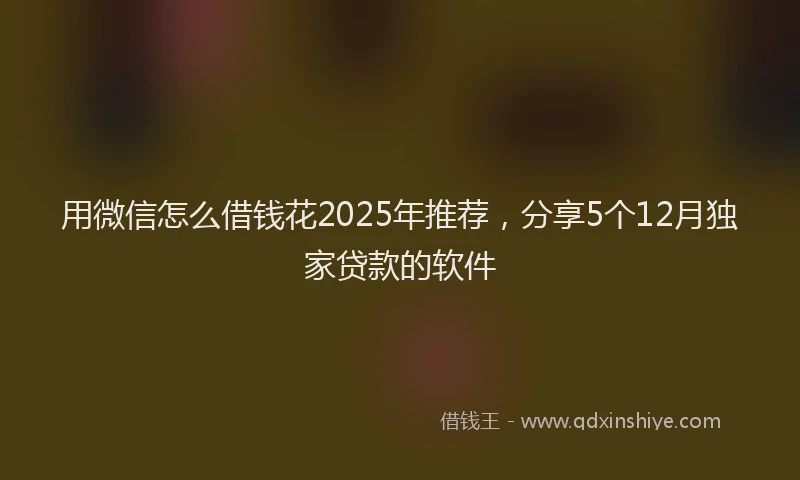 用微信怎么借钱花2025年推荐，分享5个12月独家贷款的软件