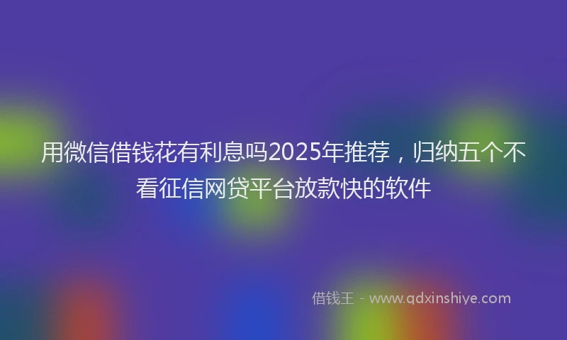 用微信借钱花有利息吗2025年推荐，归纳五个不看征信网贷平台放款快的软件