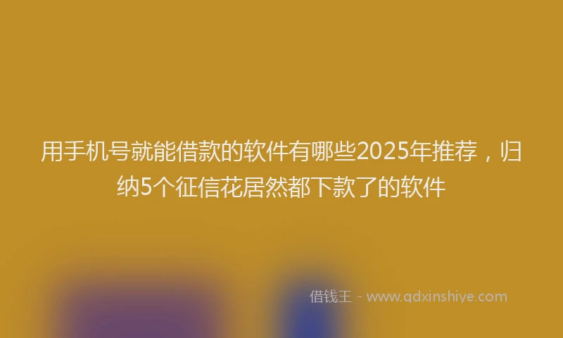 用手机号就能借款的软件有哪些2025年推荐，归纳5个征信花居然都下款了的软件