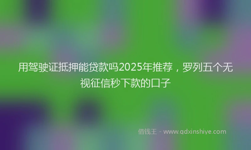 用驾驶证抵押能贷款吗2025年推荐，罗列五个无视征信秒下款的口子