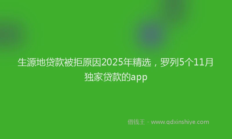 生源地贷款被拒原因2025年精选，罗列5个11月独家贷款的app