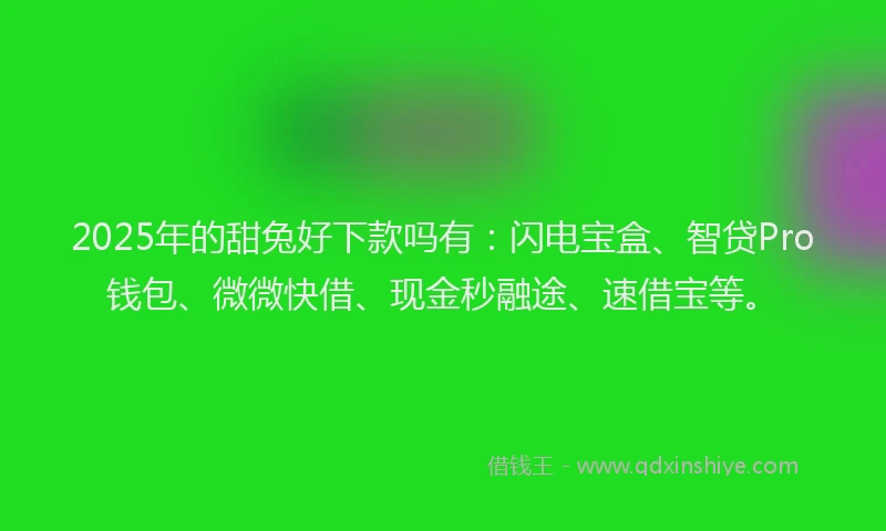 2025年的甜兔好下款吗有：闪电宝盒、智贷Pro钱包、微微快借、现金秒融途、速借宝等。