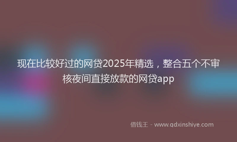 现在比较好过的网贷2025年精选，整合五个不审核夜间直接放款的网贷app