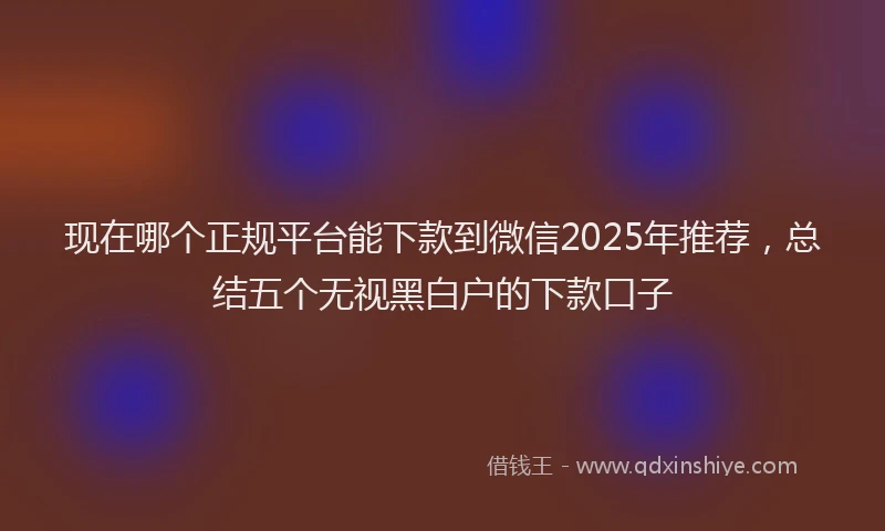 现在哪个正规平台能下款到微信2025年推荐，总结五个无视黑白户的下款口子